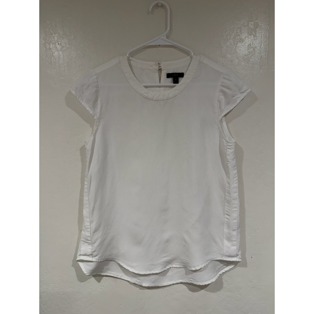 J.Crew White Cap Sleeve Blouse Top Womens Size 4 - Picture 2 of 6